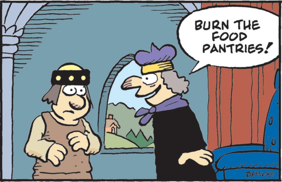 Comic book OCR: BURN THE FOOD PANTRIES! BROWNE BURN THE FOOD PANTRIES ! BROWNE