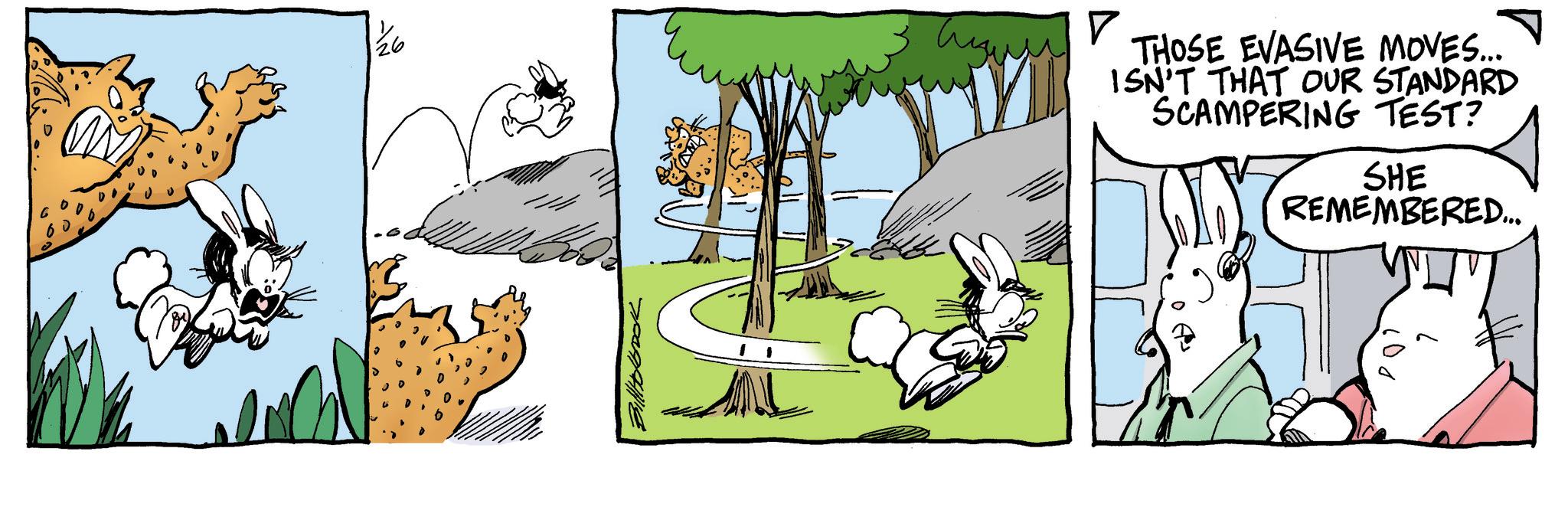Comics OCR: ? THOSE EVASIVE MOVES... ISN'T THAT OUR STANDARD SCAMPERING TEST? SHE REMEMBERED... ? THOSE EVASIVE MOVES ... ISN'T THAT OUR STANDARD SCAMPERING TEST ? SHE REMEMBERED ...