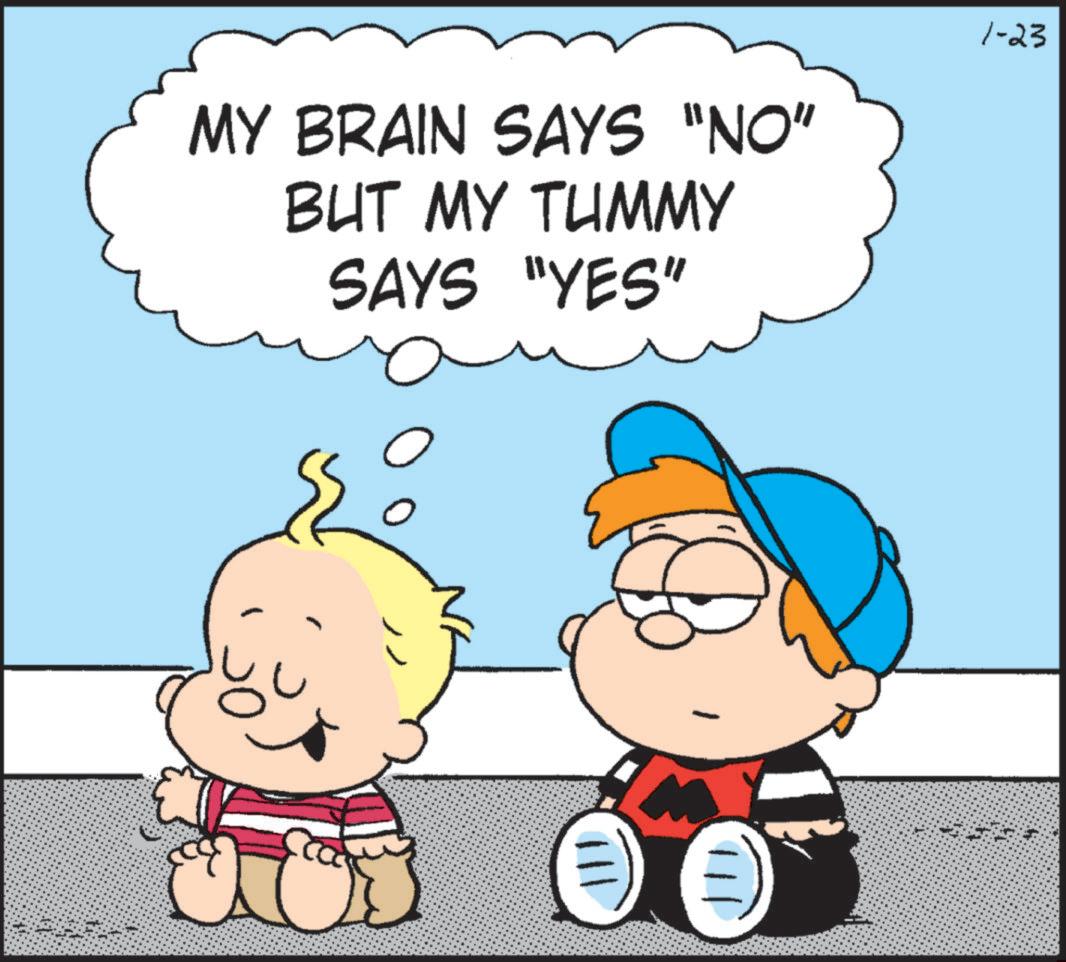 Graphics OCR: MY BRAIN SAYS "NO" BUT MY TUMMY SAYS "YES" 1-23 111 MY BRAIN SAYS " NO " BUT MY TUMMY SAYS " YES " 1-23 111