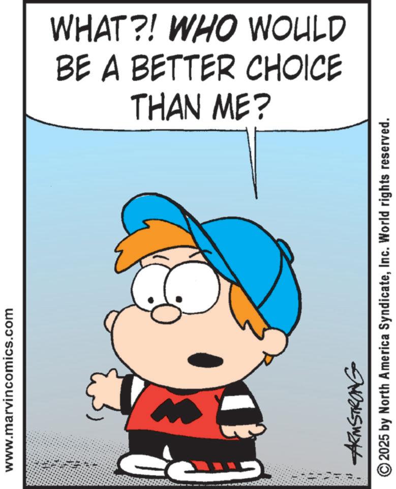 Gesture OCR: www.marvincomics.com BE A BETTER CHOICE WHAT?! WHO WOULD THAN ME? ARMSTRONG © 2025 by North America SyndicateInc. World rights reserved. www.marvincomics.com BE A BETTER CHOICE WHAT ?! WHO WOULD THAN ME ? ARMSTRONG © 2025 by North America SyndicateInc. World rights reserved .
