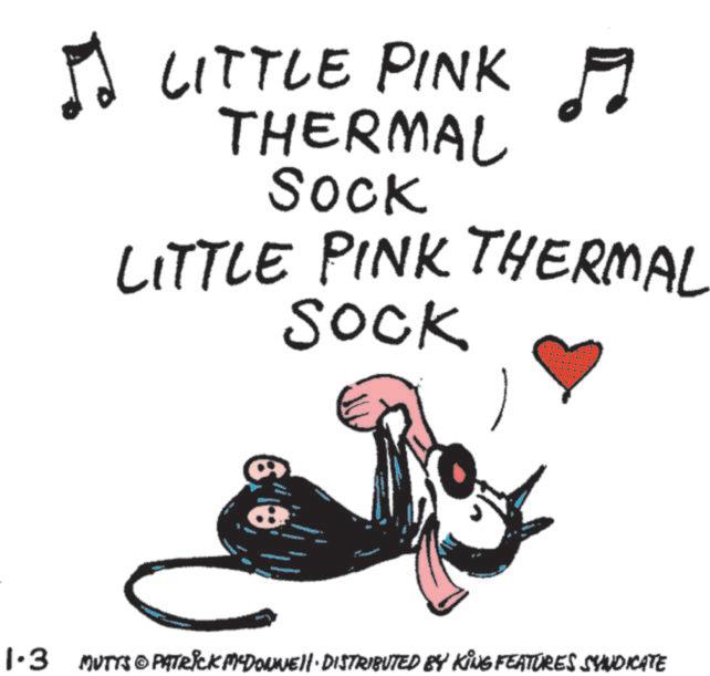 Sock OCR: ? LITTLE PINK ? THERMAL SOCK LITTLE PINK THERMAL SOCK 1.3 MUTTS © PATRICK MYDONNE!!· DISTRIBUTED BY KING FEATURES SYNDICATE ? LITTLE PINK ? THERMAL SOCK LITTLE PINK THERMAL SOCK 1.3 MUTTS © PATRICK MYDONNE !! · DISTRIBUTED BY KING FEATURES SYNDICATE
