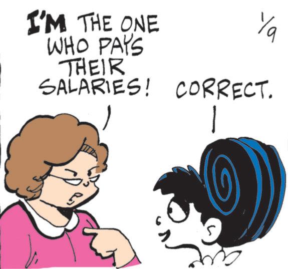 Graphics OCR: I'M THE ONE WHO PAYS THEIR SALARIES! CORRECT. Ya I'M THE ONE WHO PAYS THEIR SALARIES ! CORRECT . Ya