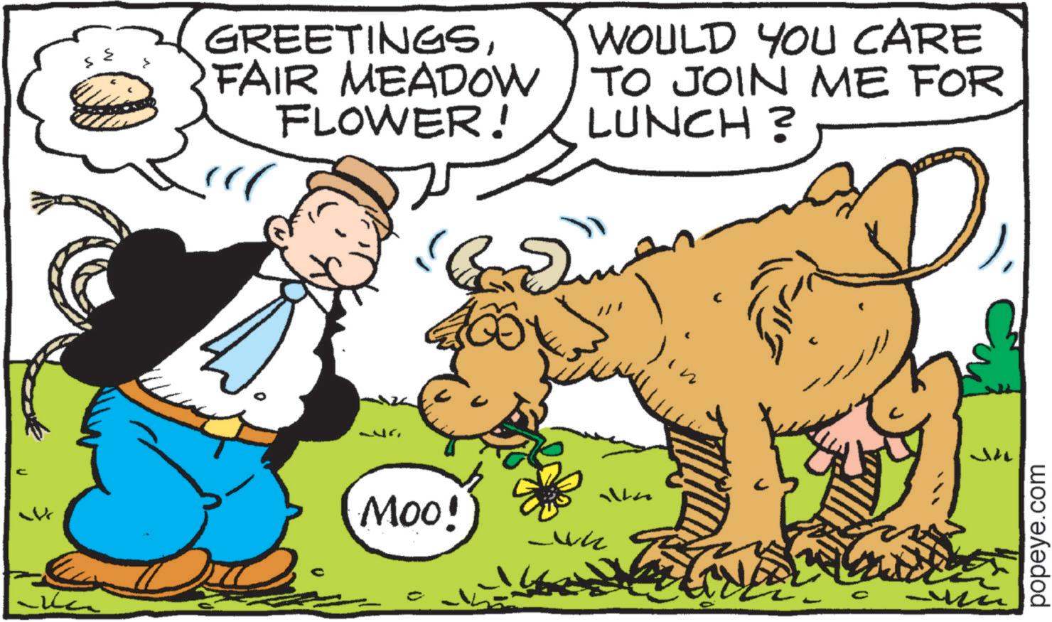 Pack animal OCR: ? } ? GREETINGSWOULD YOU CARE FAIR MEADOW TO JOIN ME FOR FLOWER! LUNCH ? Moo! ?? Whaz Ju popeye.com ? } ? GREETINGSWOULD YOU CARE FAIR MEADOW TO JOIN ME FOR FLOWER ! LUNCH ? Moo ! ?? Whaz Ju popeye.com