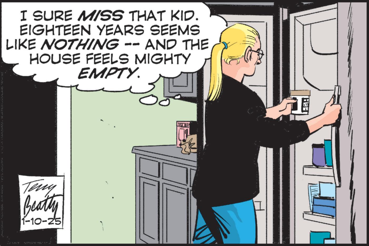 Animation OCR: I SURE MISS THAT KID. EIGHTEEN YEARS SEEMS LIKE NOTHING -- AND THE HOUSE FEELS MIGHTY EMPTY. Teny Beatty 1-10-25 www I SURE MISS THAT KID . EIGHTEEN YEARS SEEMS LIKE NOTHING -- AND THE HOUSE FEELS MIGHTY EMPTY . Teny Beatty 1-10-25 www