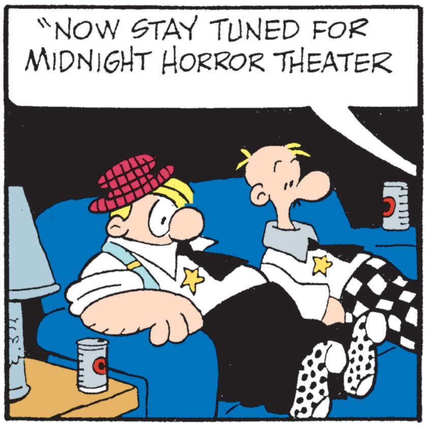Photo caption OCR: ?? "NOW STAY TUNED FOR MIDNIGHT HORROR THEATER ?? " NOW STAY TUNED FOR MIDNIGHT HORROR THEATER
