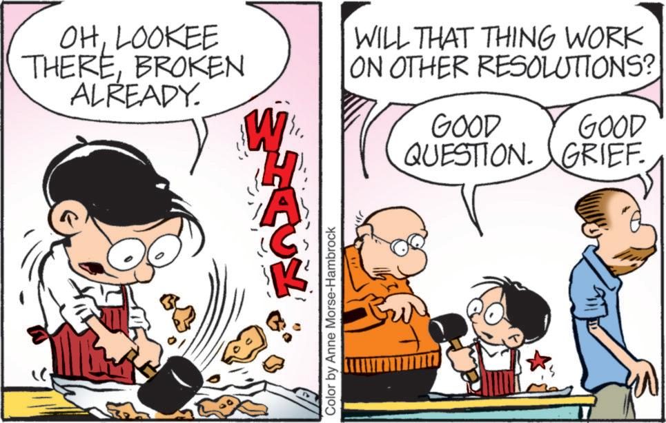 Publication OCR: OHLOOKEE THEREBROKEN ALREADY. WILL THAT THING WORK ON OTHER RESOLUTIONS? H A K Color by Anne Morse-Hambrock GOOD GOOD QUESTION. GRIEF. OHLOOKEE THEREBROKEN ALREADY . WILL THAT THING WORK ON OTHER RESOLUTIONS ? H A K Color by Anne Morse - Hambrock GOOD GOOD QUESTION . GRIEF .