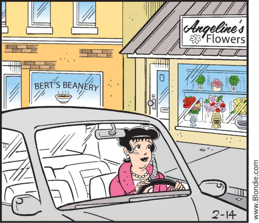 Car door OCR: BERT'S BEANERY WWW Angeline's 3 Flowers 2-14 www.Blondie.com BERT'S BEANERY WWW Angeline's 3 Flowers 2-14 www.Blondie.com