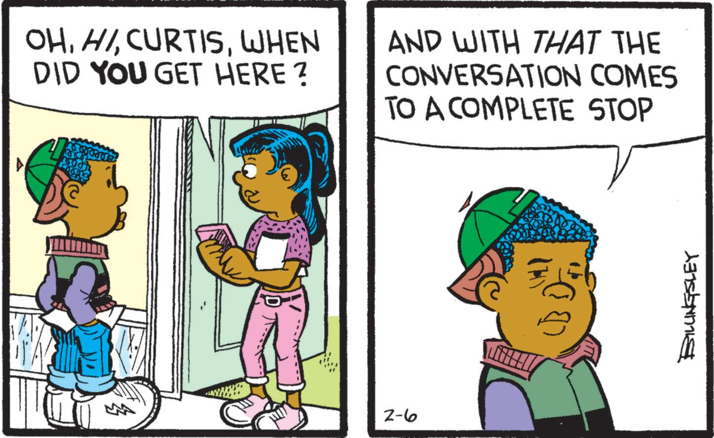 Animated cartoon OCR: OHWHEN DID YOU GET HERE? AND WITH THAT THE CONVERSATION COMES TO A COMPLETE STOP 2-6 BILLINGSLEY OHWHEN DID YOU GET HERE ? AND WITH THAT THE CONVERSATION COMES TO A COMPLETE STOP 2-6 BILLINGSLEY