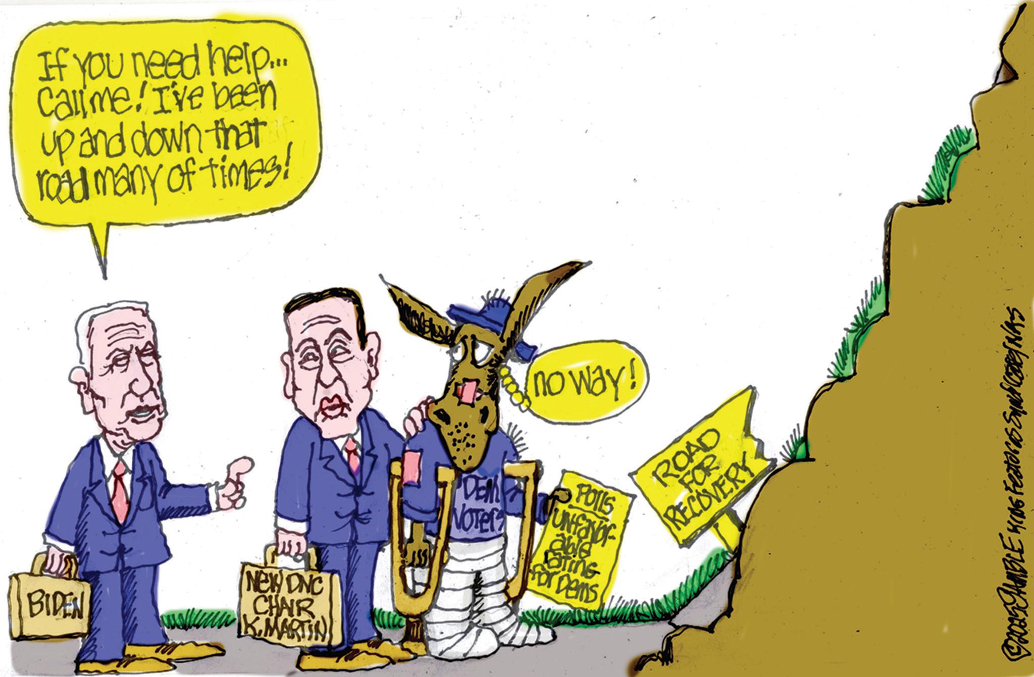 Animated cartoon OCR: If you need help... Call me! I've been up and down that road many of times! BIDEN NEW DNC CHAIR KMARTIN DEAL NOTer (no way! POTIS Unfavor able Cine For Dems ROAD FOR RECOVERY 92025 JAMBLE KING Fectores Side As If you need help ... Call me ! I've been up and down that road many of times ! BIDEN NEW DNC CHAIR KMARTIN DEAL NOTer ( no way ! POTIS Unfavor able Cine For Dems ROAD FOR RECOVERY 92025 JAMBLE KING Fectores Side As