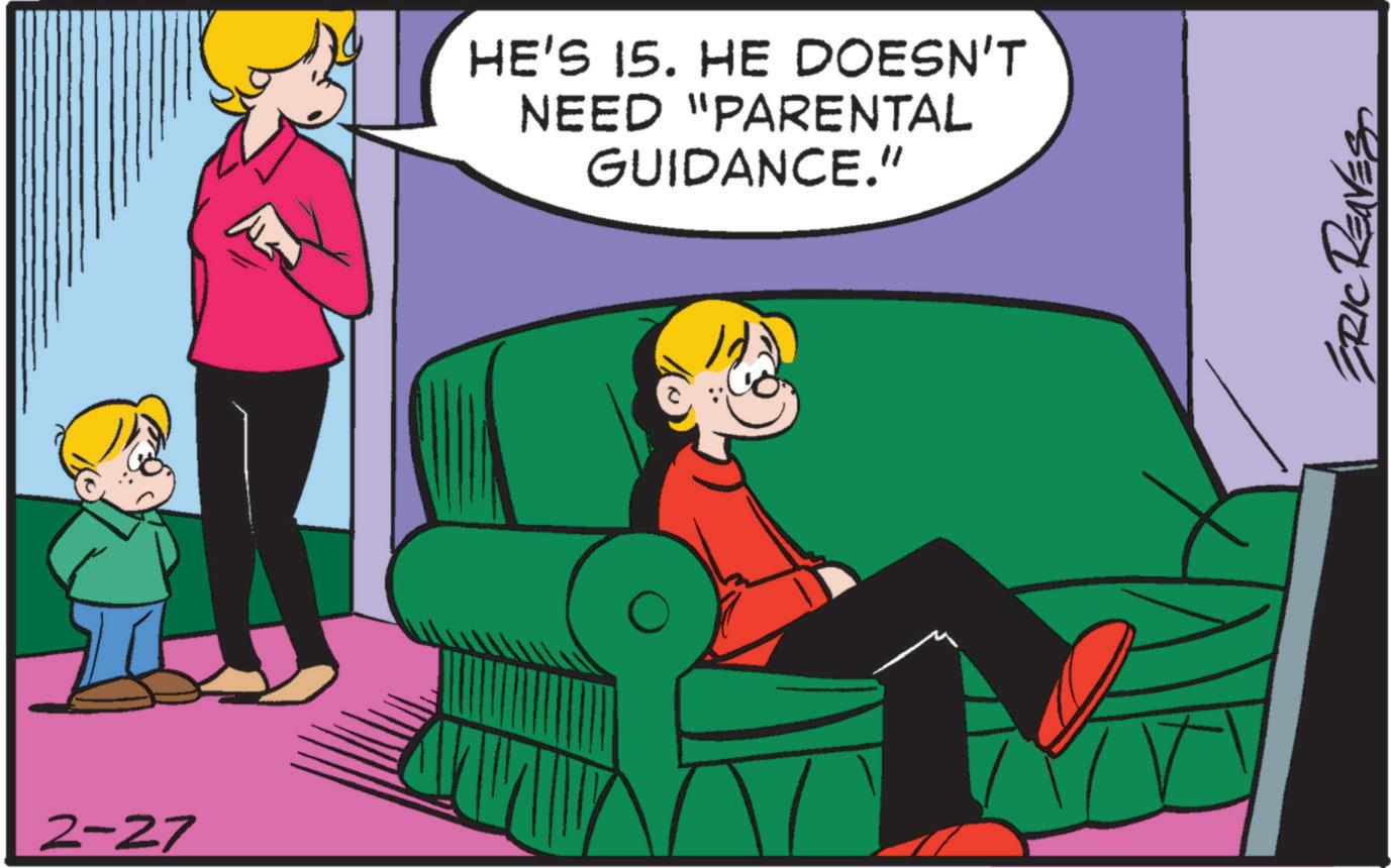 Animation OCR: 2-27 HE'S 15. HE DOESN'T NEED "PARENTAL GUIDANCE." ERIC RENES 2-27 HE'S 15. HE DOESN'T NEED " PARENTAL GUIDANCE . " ERIC RENES