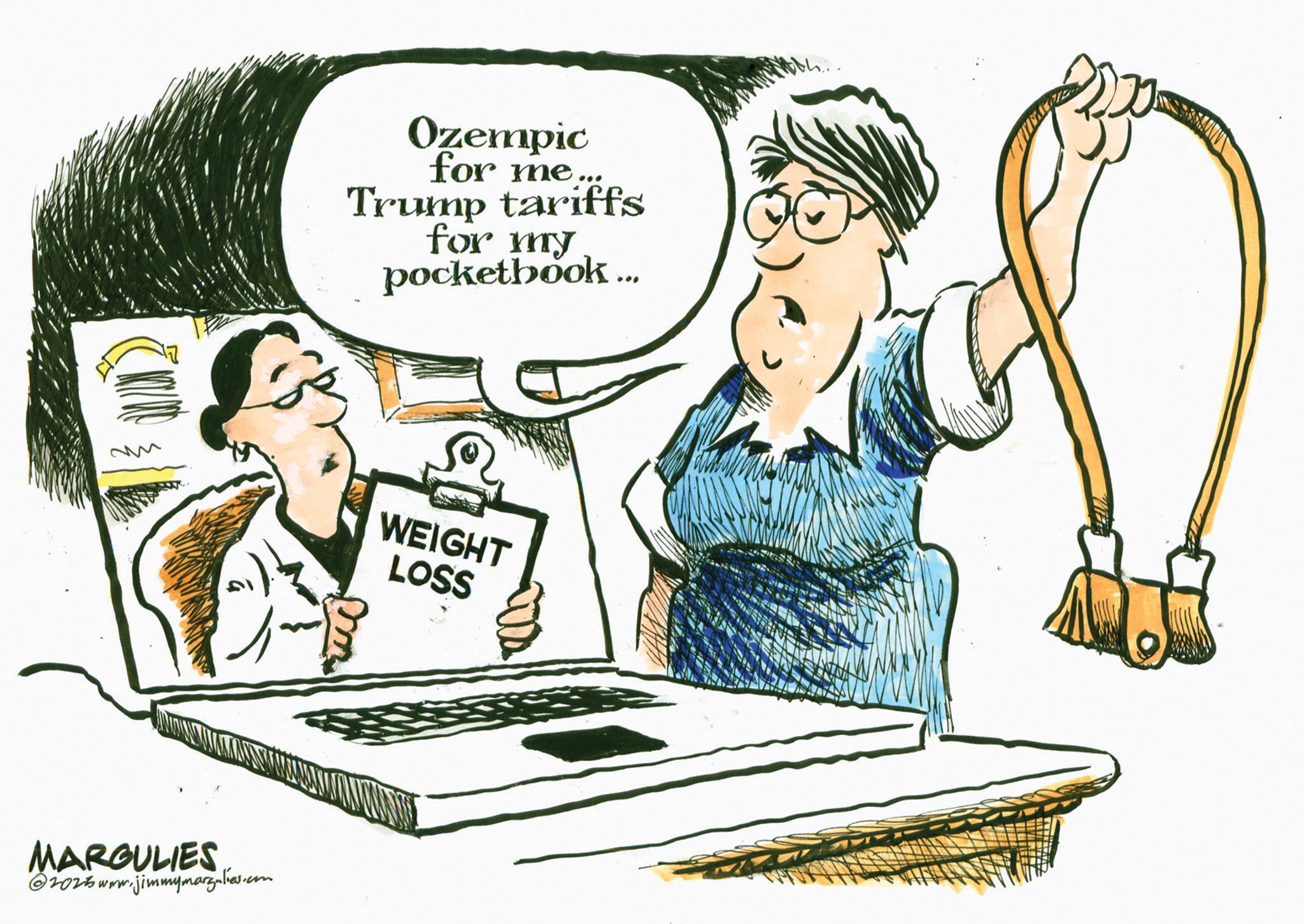 Fiction OCR: MARGULIES 2025 www.jimmymarz-lies.com Ozempic for me. Trump tariffs for my pocketbook... WEIGHT LOSS MARGULIES 2025 www.jimmymarz-lies.com Ozempic for me . Trump tariffs for my pocketbook ... WEIGHT LOSS