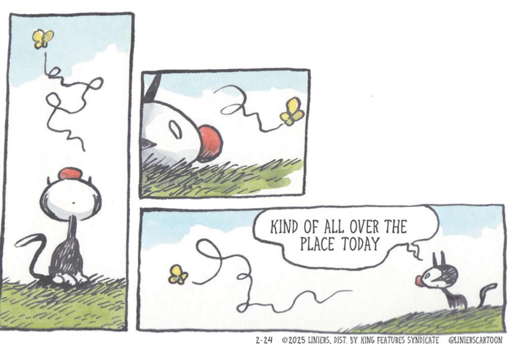 OCR: 2 & B KIND OF ALL OVER THE PLACE TODAY 2-24 2025 LINIERSDIST. BY KING FEATURES SYNDICATE @LINIERSCARTOON 2 & B KIND OF ALL OVER THE PLACE TODAY 2-24 2025 LINIERSDIST . BY KING FEATURES SYNDICATE @LINIERSCARTOON