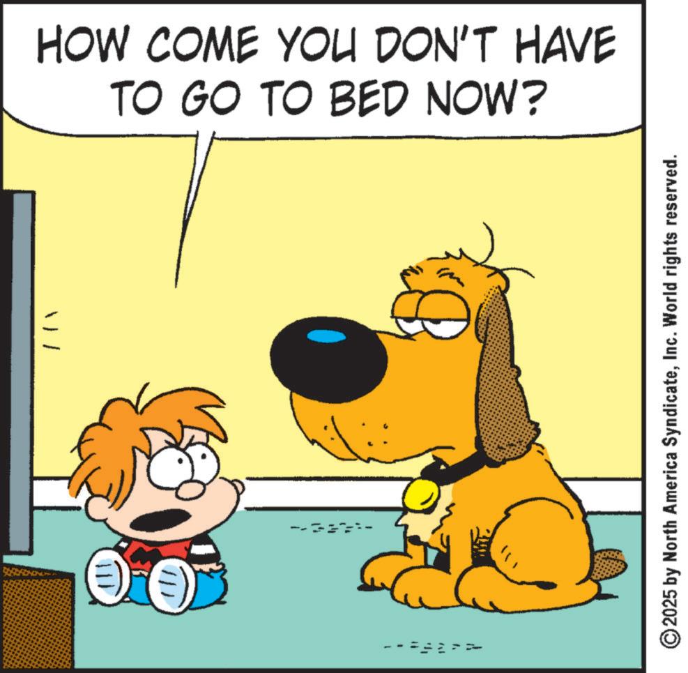 Fiction OCR: 111 HOW COME YOU DON'T HAVE TO GO TO BED NOW? ©2025 by North America SyndicateInc. World rights reserved. 111 HOW COME YOU DON'T HAVE TO GO TO BED NOW ? © 2025 by North America SyndicateInc. World rights reserved .