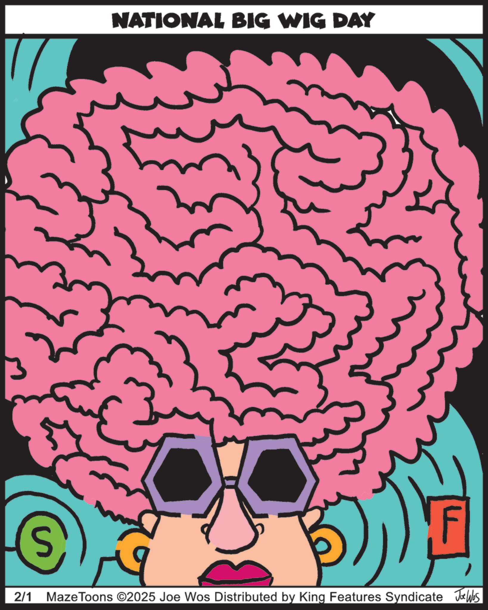 Clip art OCR: NATIONAL BIG WIG DAY (S) 2/1 9 MazeToons ©2025 Joe Wos Distributed by King Features Syndicate Joe Was NATIONAL BIG WIG DAY ( S ) 2/1 9 MazeToons © 2025 Joe Wos Distributed by King Features Syndicate Joe Was