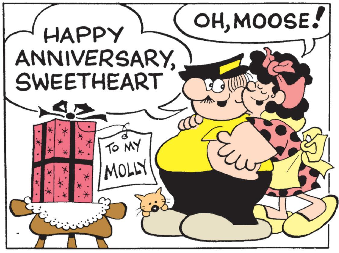 Fictional character OCR: HAPPY ANNIVERSARYSWEETHEART OHMOOSE! * * TO MY MOLLY HAPPY ANNIVERSARYSWEETHEART OHMOOSE ! * * TO MY MOLLY