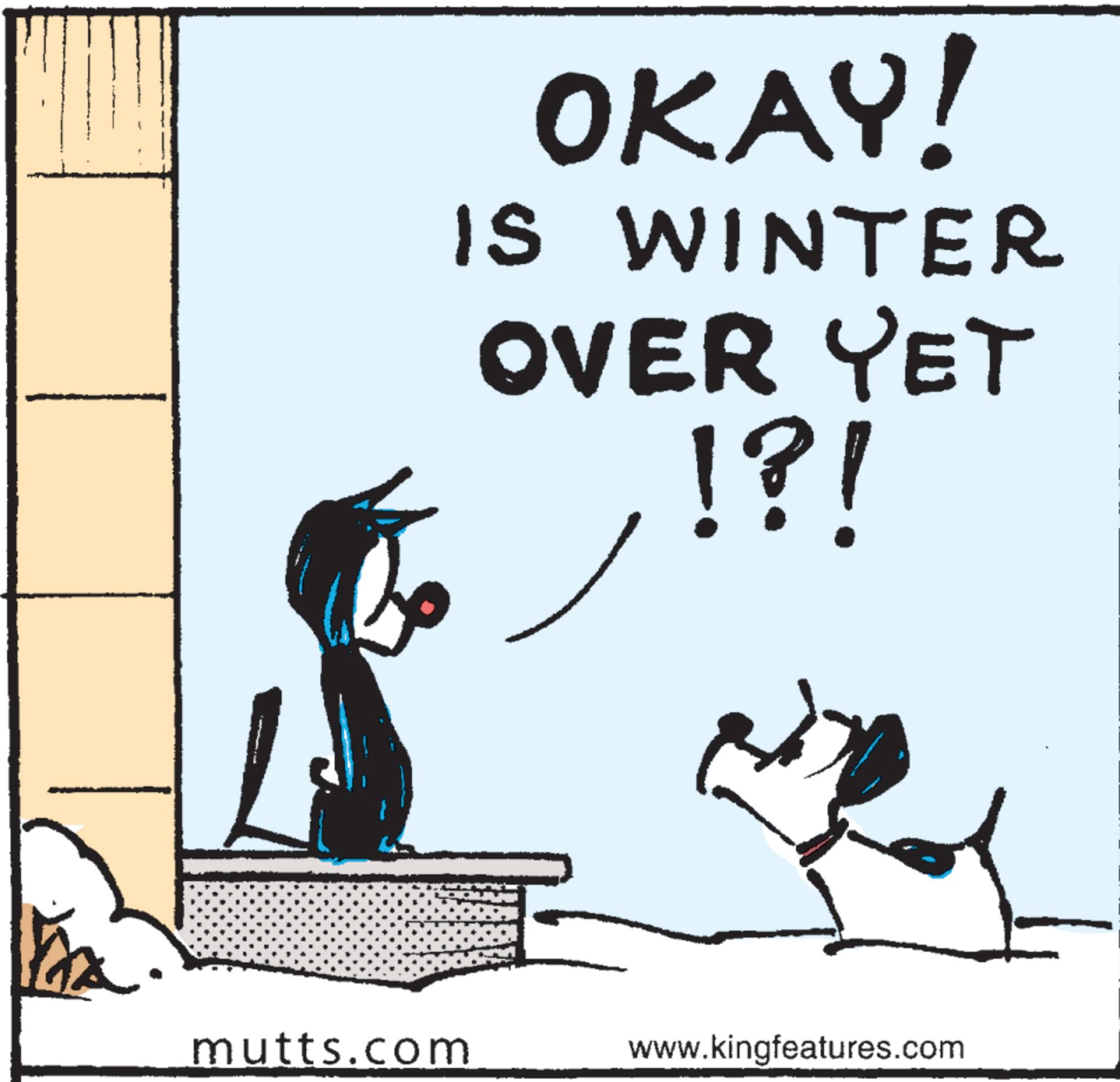 Fiction OCR: OKAY! IS WINTER OVER YET !?! mutts.com www.kingfeatures.com OKAY ! IS WINTER OVER YET ! ? ! mutts.com www.kingfeatures.com