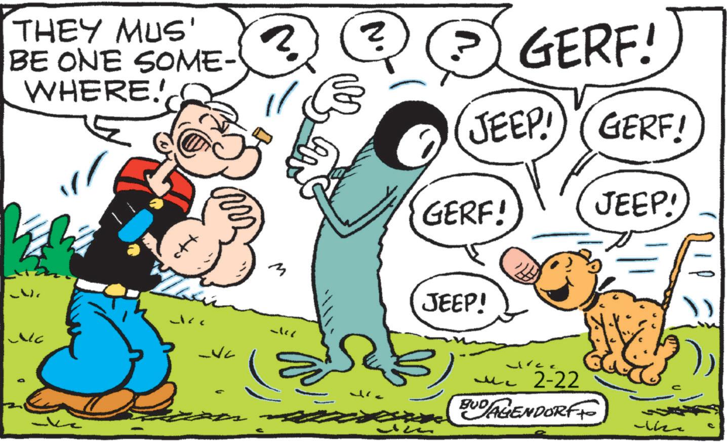 Graphics OCR: THEY MUS' BE ONE SOME- WHERE!' LUC ? 16 3 - ? GERF! JEEP!) (GERF! GERF! JEEP! JEEP! Lice ?? 2-22 BUDAGENDORFF THEY MUS ' BE ONE SOME- WHERE ! ' LUC ? 16 3 - ? GERF ! JEEP ! ) ( GERF ! GERF ! JEEP ! JEEP ! Lice ?? 2-22 BUDAGENDORFF