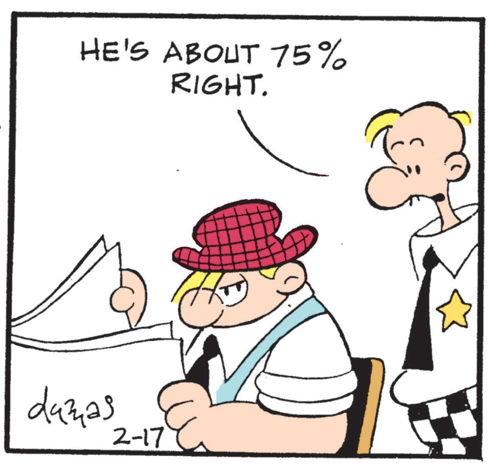 Fiction OCR: HE'S ABOUT 75% RIGHT. damas 2-17 HE'S ABOUT 75 % RIGHT . damas 2-17