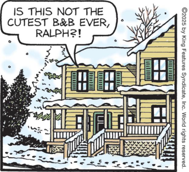 Clip art OCR: IS THIS NOT THE CUTEST B&B EVERRALPH?! ©2025 by King Features SyndicateInc. World rights reserved. IS THIS NOT THE CUTEST B & B EVERRALPH ?! © 2025 by King Features SyndicateInc. World rights reserved .
