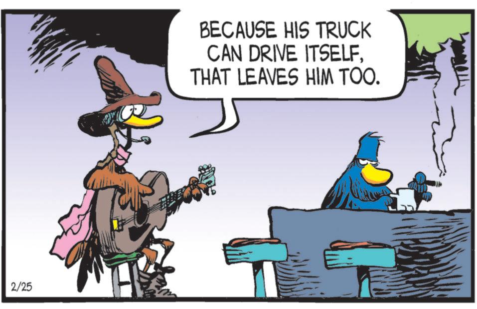 Sun hat OCR: 2/25 BECAUSE HIS TRUCK CAN DRIVE ITSELFTHAT LEAVES HIM TOO. 2/25 BECAUSE HIS TRUCK CAN DRIVE ITSELFTHAT LEAVES HIM TOO .