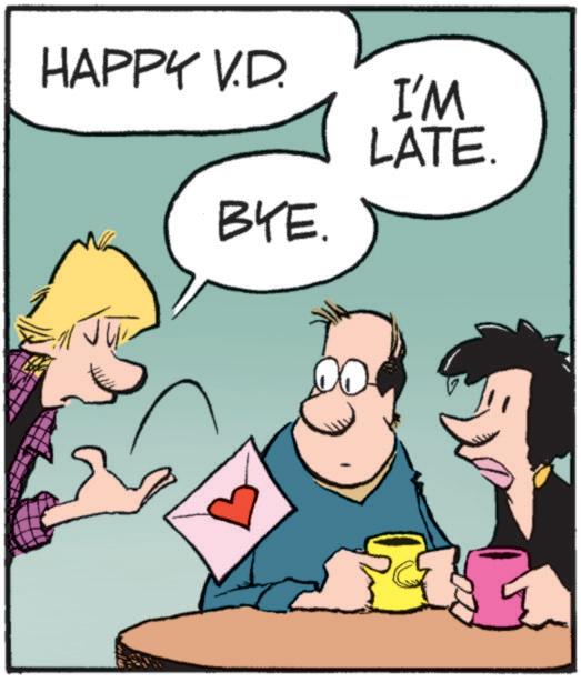 Pleased OCR: HAPPY V.D. I'M LATE. BYE. 00 HAPPY V.D. I'M LATE . BYE . 00