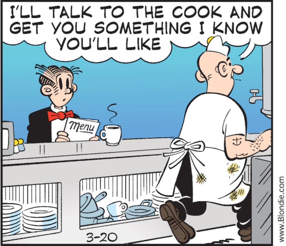 Animation OCR: I'LL TALK TO THE COOK AND GET YOU SOMETHING I KNOW YOU'LL LIKE menu 3-20 E 55 H www.Blondie.com I'LL TALK TO THE COOK AND GET YOU SOMETHING I KNOW YOU'LL LIKE menu 3-20 E 55 H www.Blondie.com