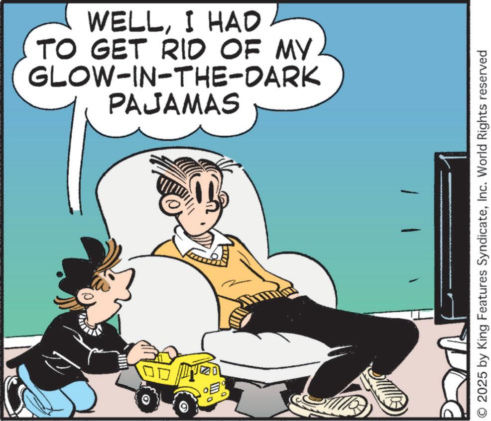 Comic book OCR: ? WELLI HAD TO GET RID OF MY GLOW-IN-THE-DARK PAJAMAS O 2025 by King Features SyndicateInc. World Rights reserved ? WELLI HAD TO GET RID OF MY GLOW - IN - THE - DARK PAJAMAS O 2025 by King Features SyndicateInc. World Rights reserved