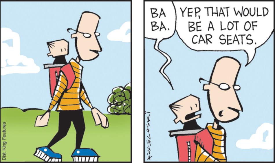 Animated cartoon OCR: Dist. King Features ASOTE 19x BA YEPTHAT WOULD BA. BE A LOT OF CAR SEATS. Dist . King Features ASOTE 19x BA YEPTHAT WOULD BA . BE A LOT OF CAR SEATS .