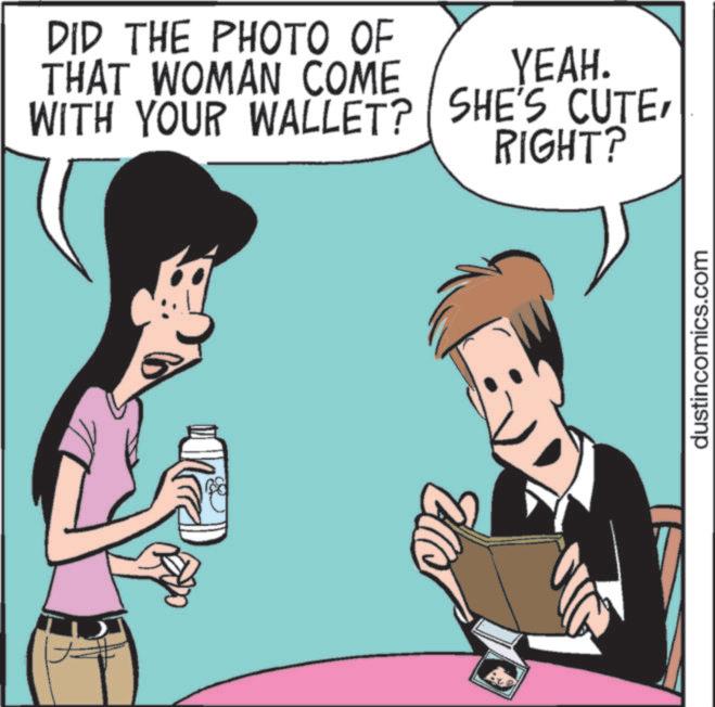 Animated cartoon OCR: DID THE PHOTO OF THAT WOMAN COME WITH YOUR WALLET? YEAH. SHE'S CUTERIGHT? El dustincomics.com DID THE PHOTO OF THAT WOMAN COME WITH YOUR WALLET ? YEAH . SHE'S CUTERIGHT ? El dustincomics.com