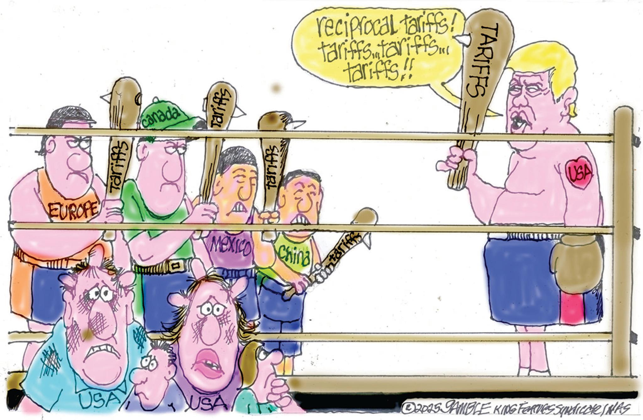 Animation OCR: EUROPE Tariffs USA USA canada Tariffs tariffs Mexico China reciprocal tariffs! tariffstariffs... tariffs!! TARIFFS 2025 GAMBLE KING FORTUES Syndicate INAS USA EUROPE Tariffs USA USA canada Tariffs tariffs Mexico China reciprocal tariffs ! tariffstariffs ... tariffs !! TARIFFS 2025 GAMBLE KING FORTUES Syndicate INAS USA