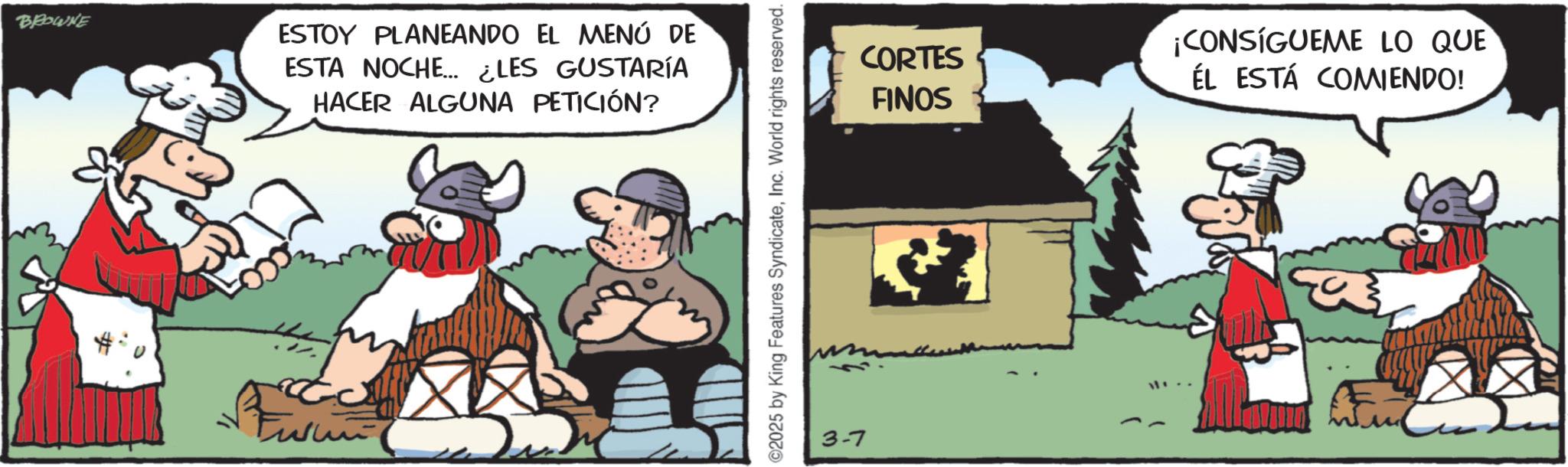 Livestock OCR: BROWNE ESTOY PLANEANDO EL MENÚ DE ESTA NOCHE... ¿LES GUSTARÍA HACER ALGUNA PETICIÓN? ©2025 by King Features SyndicateInc. World rights reserved. 3-7 CORTES FINOS ¡CONSÍGUEME LO QUE ÉL ESTÁ COMIENDO! BROWNE ESTOY PLANEANDO EL MENÚ DE ESTA NOCHE ... ¿ LES GUSTARÍA HACER ALGUNA PETICIÓN ? © 2025 by King Features SyndicateInc. World rights reserved . 3-7 CORTES FINOS ¡ CONSÍGUEME LO QUE ÉL ESTÁ COMIENDO !