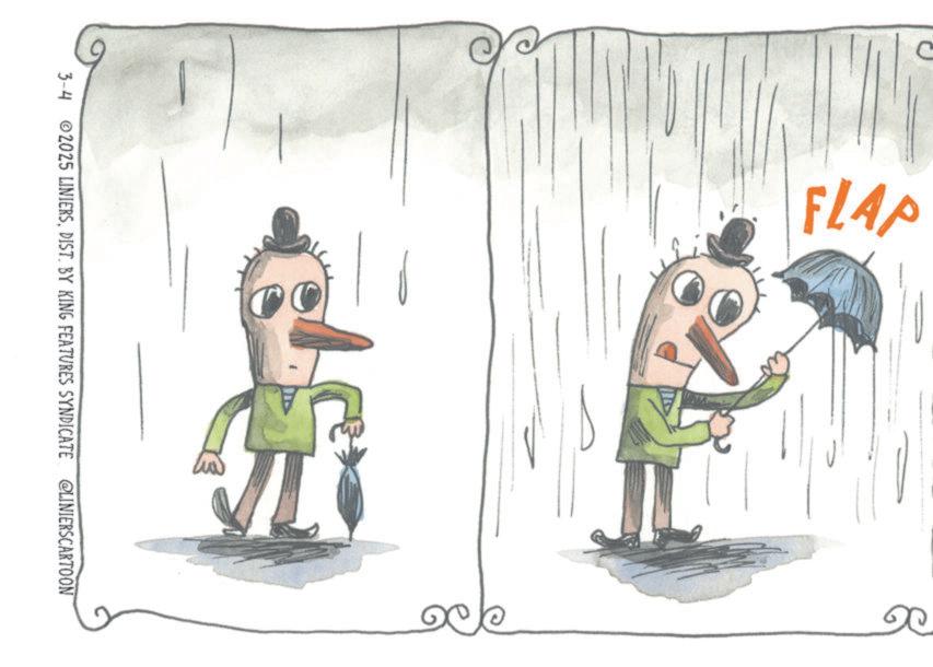 Fictional character OCR: FLAP 3-4 2025 LINIERSDIST. BY KING FEATURES SYNDICATE @LINIERSCARTOON ?? FLAP 3-4 2025 LINIERSDIST . BY KING FEATURES SYNDICATE @LINIERSCARTOON ??