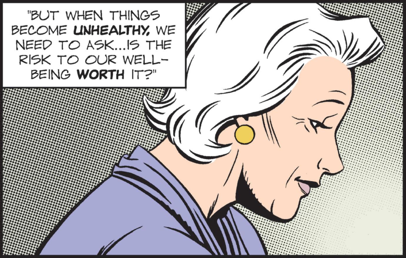 Hearing OCR: "BUT WHEN THINGS BECOME UNHEALTHYWE NEED TO ASK...IS THE RISK TO OUR WELL- BEING WORTH IT?" " BUT WHEN THINGS BECOME UNHEALTHYWE NEED TO ASK ... IS THE RISK TO OUR WELL- BEING WORTH IT ? "