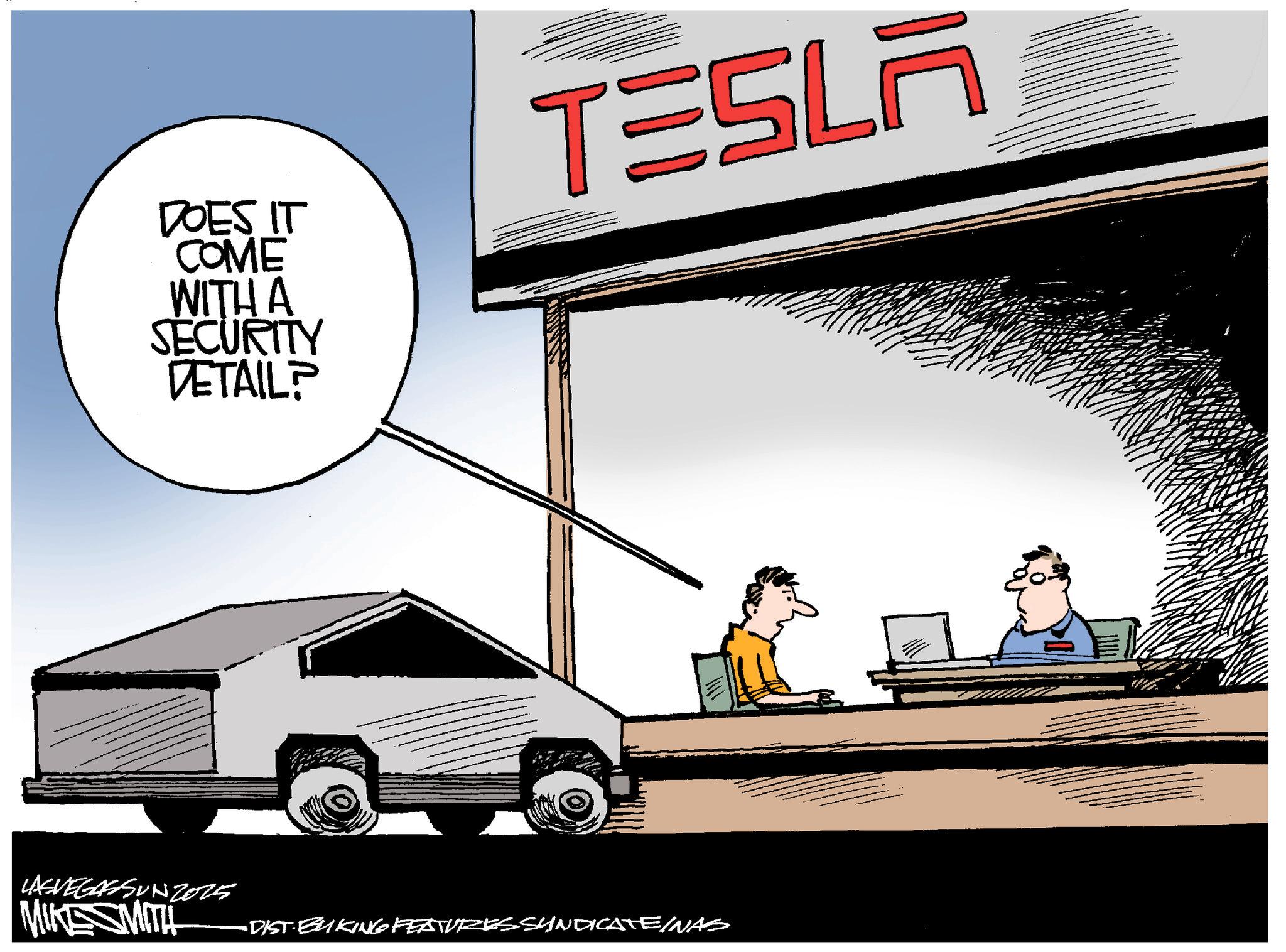 Electric vehicle OCR: DOES IT COME WITH A SECURITY DETAIL? TESLA LASVEGASSUN2025 MIKESMITH •DIST. BUKING FEATURES SYNDICATEINAS DOES IT COME WITH A SECURITY DETAIL ? TESLA LASVEGASSUN2025 MIKESMITH • DIST . BUKING FEATURES SYNDICATEINAS