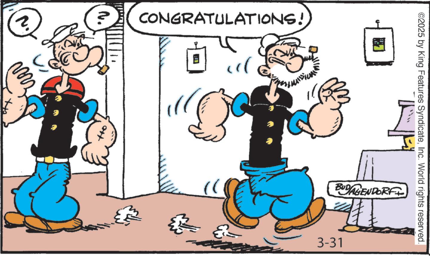 Publication OCR: 2. CONGRATULATIONS! B ??( ©2025 by King Features SyndicateInc. World rights reserved. )) BUDAGENDORF 3-31 2 . CONGRATULATIONS ! B ?? ( © 2025 by King Features SyndicateInc. World rights reserved . ) ) BUDAGENDORF 3-31