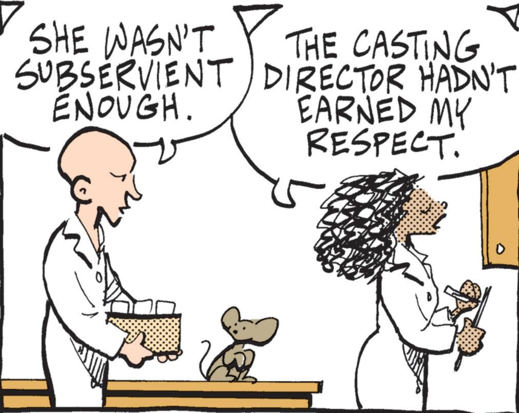Photo caption OCR: SHE WASN'T SUBSERVIENT ENOUGH THE CASTING DIRECTOR HADN'T EARNED MY RESPECT. SHE WASN'T SUBSERVIENT ENOUGH THE CASTING DIRECTOR HADN'T EARNED MY RESPECT .