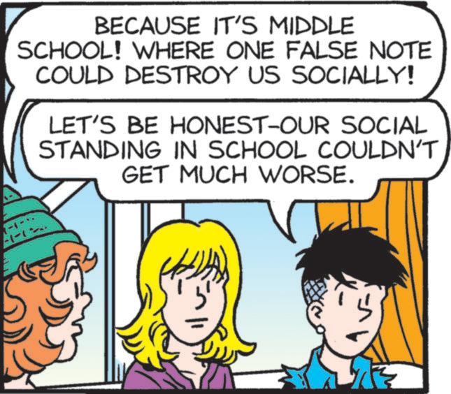 Animation OCR: BECAUSE IT'S MIDDLE SCHOOL! WHERE ONE FALSE NOTE COULD DESTROY US SOCIALLY! LET'S BE HONEST-OUR SOCIAL STANDING IN SCHOOL COULDN'T GET MUCH WORSE. -}- BECAUSE IT'S MIDDLE SCHOOL ! WHERE ONE FALSE NOTE COULD DESTROY US SOCIALLY ! LET'S BE HONEST - OUR SOCIAL STANDING IN SCHOOL COULDN'T GET MUCH WORSE . - } -