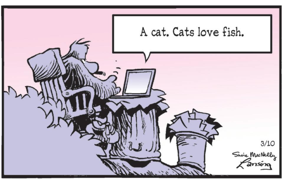 Fiction OCR: A cat. Cats love fish. 3/10 Susie MacNelly Ransing A cat . Cats love fish . 3/10 Susie MacNelly Ransing