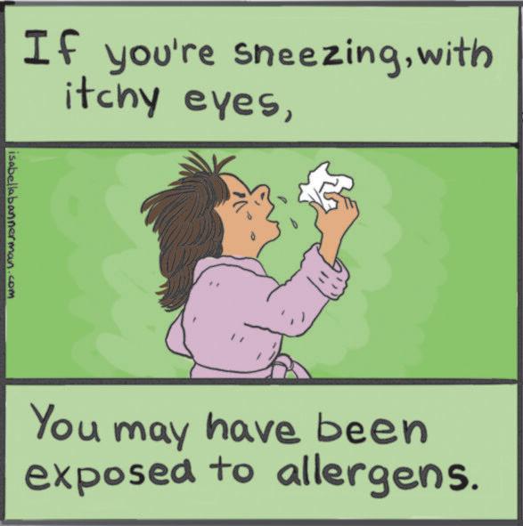 Photo caption OCR: If you're sneezingwith itchy eyesisabellabannerman.com www You may have been exposed to allergens. If you're sneezingwith itchy eyesisabellabannerman.com www You may have been exposed to allergens .