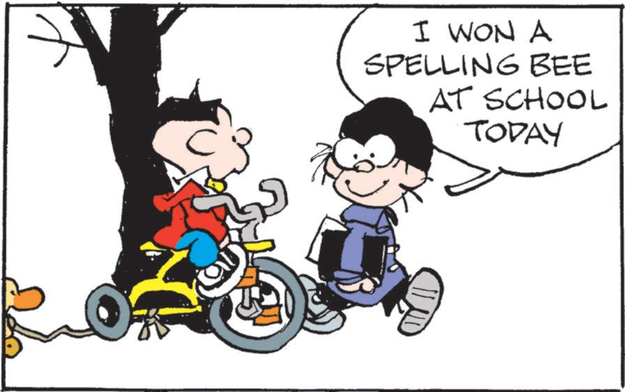 Comic book OCR: C I WON A SPELLING BEE AT SCHOOL TODAY C I WON A SPELLING BEE AT SCHOOL TODAY