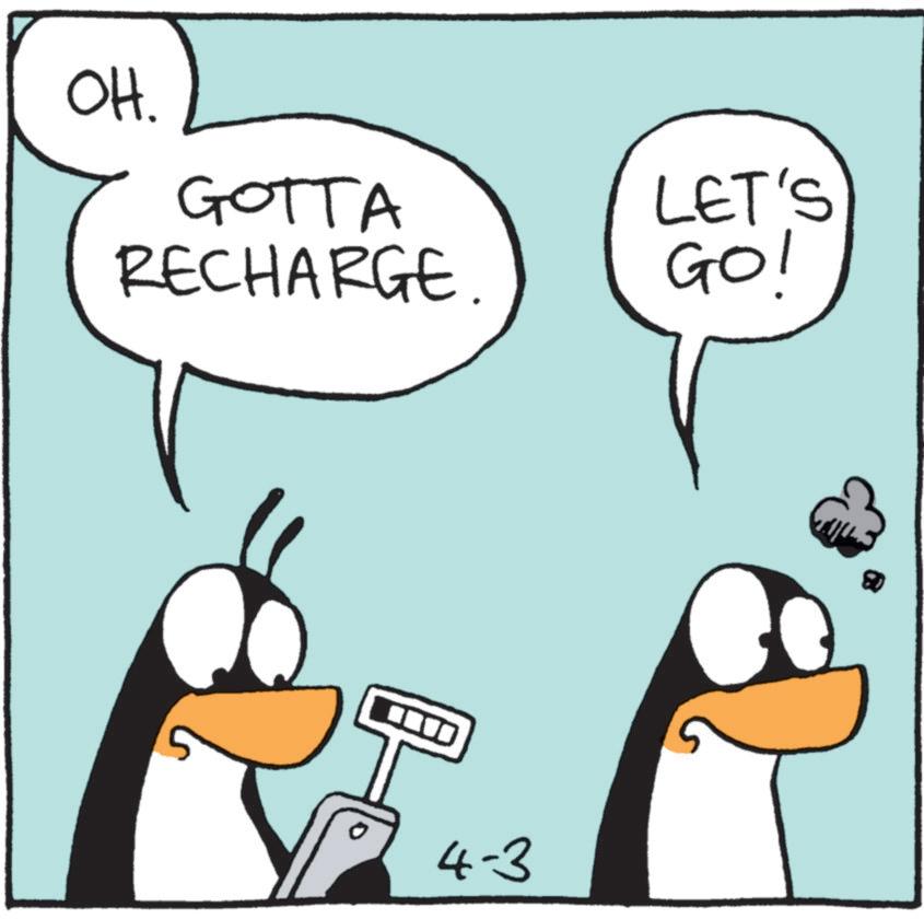 Photo caption OCR: OH. GOTTA RECHARGE. 4-3 LET'S GO! OH . GOTTA RECHARGE . 4-3 LET'S GO !