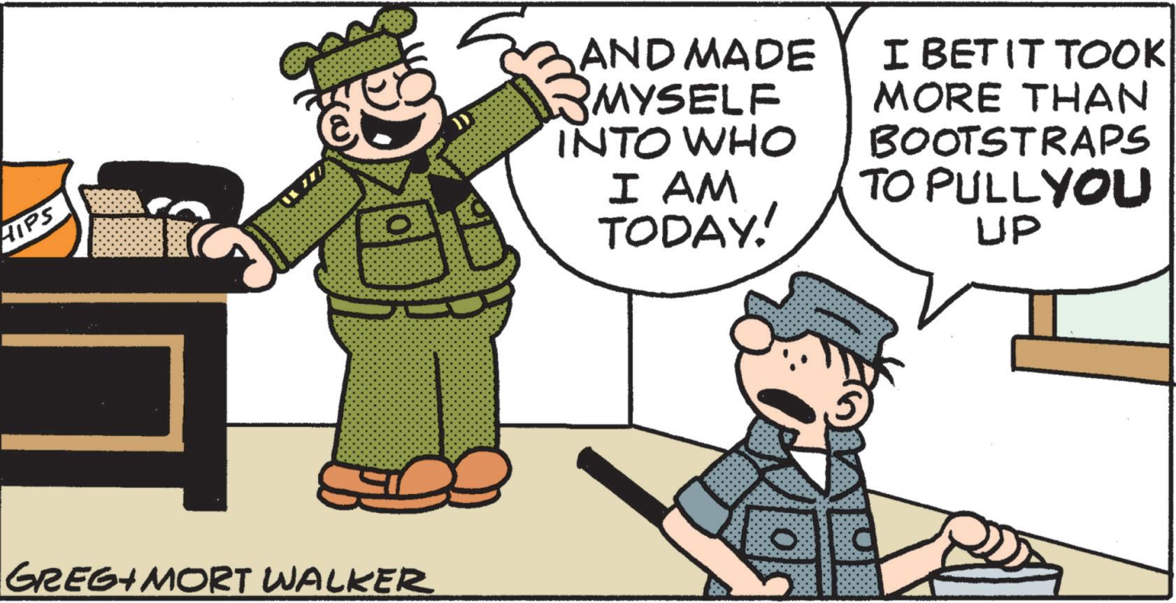 Fictional character OCR: HIPS GREG MORT WALKER }) AND MADE MYSELF INTO WHO I AM TODAY! I BET IT TOOK MORE THAN BOOTSTRAPS TO PULLYOU UP HIPS GREG MORT WALKER } ) AND MADE MYSELF INTO WHO I AM TODAY ! I BET IT TOOK MORE THAN BOOTSTRAPS TO PULLYOU UP