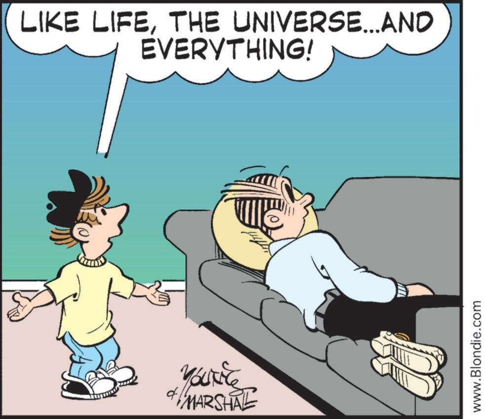Graphics OCR: LIKE LIFETHE UNIVERSE...AND EVERYTHING! YouTile & MARSHAL www.Blondie.com LIKE LIFETHE UNIVERSE ... AND EVERYTHING ! YouTile & MARSHAL www.Blondie.com