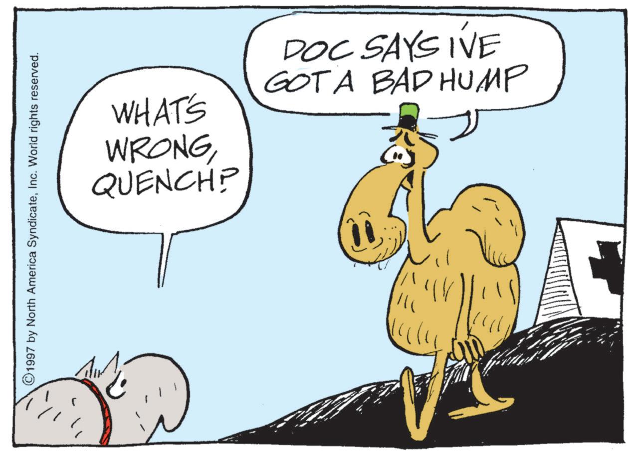 Graphics OCR: WHAT'S WRONGQUENCH? ©1997 by North America SyndicateInc. World rights reserved. DOC SAYS IVE GOT A BAD HUMP WHAT'S WRONGQUENCH ? © 1997 by North America SyndicateInc. World rights reserved . DOC SAYS IVE GOT A BAD HUMP