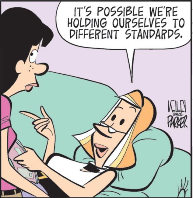 Graphics OCR: IT'S POSSIBLE WE'RE HOLDING OURSELVES TO DIFFERENT STANDARDS. KILLEN and PARKER IT'S POSSIBLE WE'RE HOLDING OURSELVES TO DIFFERENT STANDARDS . KILLEN and PARKER