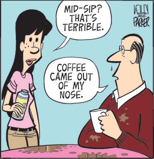 Coffee cup OCR: MID-SIP? THAT'S TERRIBLE. COFFEE CAME OUT OF MY NOSE. R KLEN and PARKER MID - SIP ? THAT'S TERRIBLE . COFFEE CAME OUT OF MY NOSE . R KLEN and PARKER