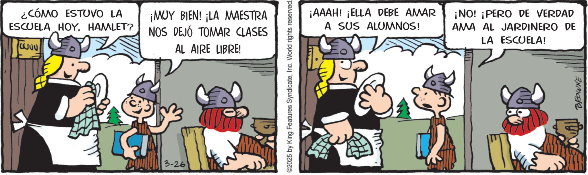 Working animal OCR: ¿CÓMO ESTUVO LA ESCUELA HOYHAMLET? ¡MUY BIEN! ¡LA MAESTRA NOS DEJÓ TOMAR CLASES 3-26 AL AIRE LIBRE! ©2025 by King Features SyndicateInc. World rights reserved... ¡AAAH! ¡ELLA DEBE AMAR A SUS ALUMNOS! ¡NO! ¡PERO DE VERDAD AMA AL JARDINERO DE LA ESCUELA! BROWNE ¿ CÓMO ESTUVO LA ESCUELA HOYHAMLET ? ¡ MUY BIEN ! ¡ LA MAESTRA NOS DEJÓ TOMAR CLASES 3-26 AL AIRE LIBRE ! © 2025 by King Features SyndicateInc. World rights reserved ... ¡ AAAH ! ¡ ELLA DEBE AMAR A SUS ALUMNOS ! ¡ NO ! ¡ PERO DE VERDAD AMA AL JARDINERO DE LA ESCUELA ! BROWNE