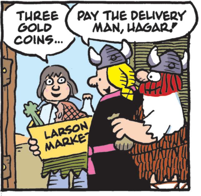 Animated cartoon OCR: THREE PAY THE DELIVERY GOLD MAN" COINS... LARSON MARKE H THREE PAY THE DELIVERY GOLD MAN" COINS ... LARSON MARKE H