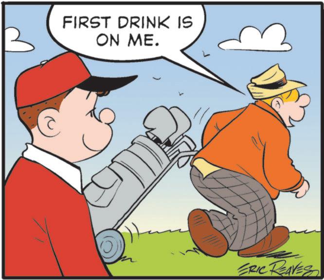 Photo caption OCR: FIRST DRINK IS ON ME. ERIC REAVES FIRST DRINK IS ON ME . ERIC REAVES