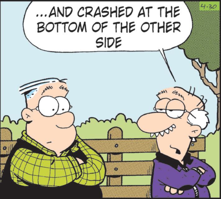 Fictional character OCR: ...AND CRASHED AT THE BOTTOM OF THE OTHER SIDE WI 4-30 ... AND CRASHED AT THE BOTTOM OF THE OTHER SIDE WI 4-30